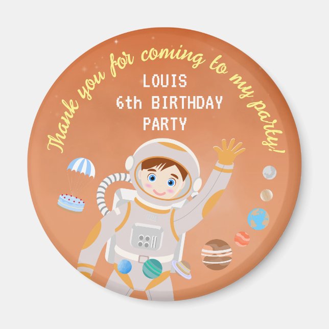 Imã Festa de aniversário temática do astronauta de Mar (Frente)