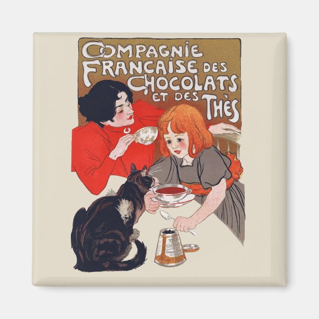 Imã Festa de Chocolate Francês Arte Steinlen (Frente)