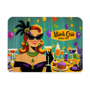 Ímã Festa de Cocktail Retro Mardi Gras dos Anos 50