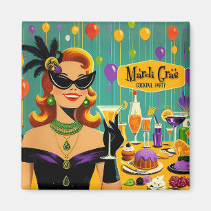 Imã Festa de Cocktail Retro Mardi Gras dos Anos 50