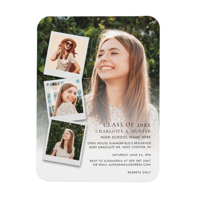 Ímã Festa de Colagem de Fotos de Graduação Open House  (Vertical)
