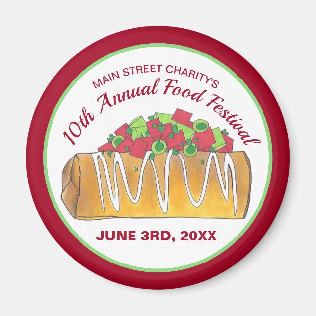 Imã Festa de Comida de ex-texto mexicano Chimichanga (Frente)