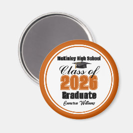 Imã Festa de Graduação Personalizada Laranja da Turma 