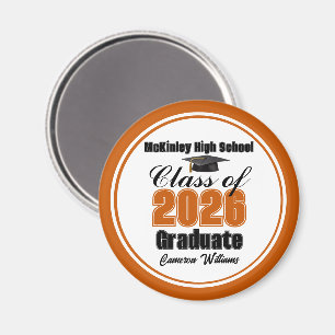 Imã Festa de Graduação Personalizada Laranja da Turma 