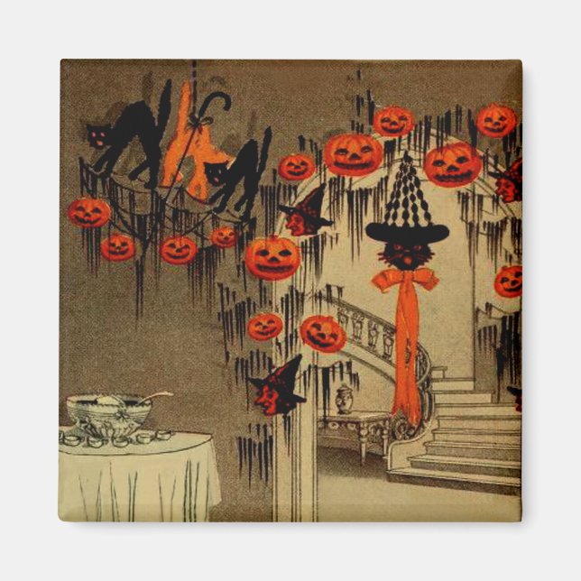 Imã Festa de Halloween Jack O Lanterna Pumpkin Black C (Frente)