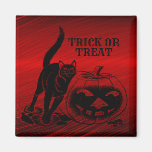 Imã Festa de Halloween Mau Black Cat Pumpkin Red Scary
