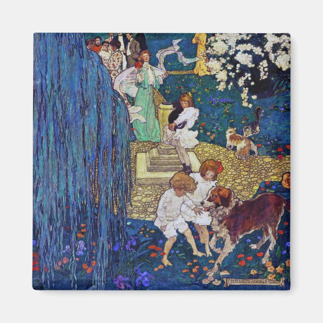 Imã Festa de Jardim com Cachorro e Gato, Jessie Willco (Frente)