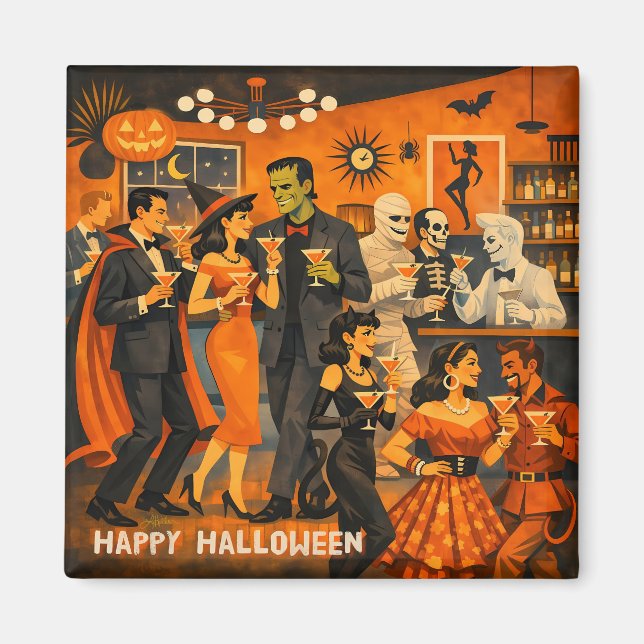 Imã Festa de Martini de Halloween no Estilo Moderno de (Frente)