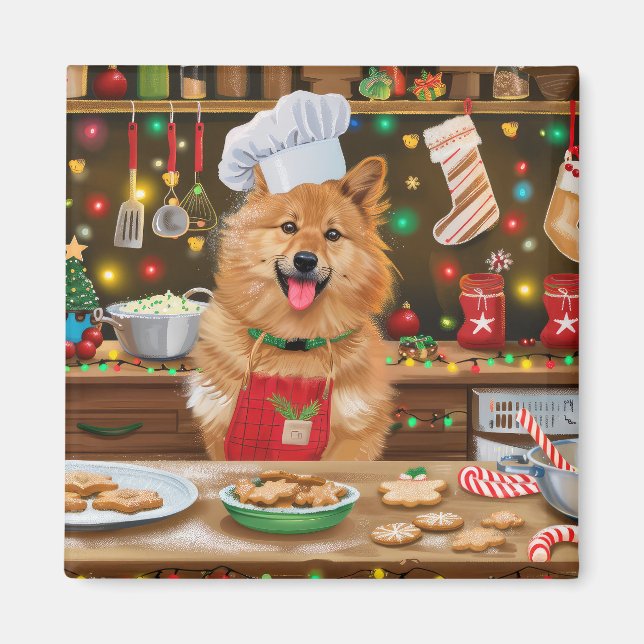 Imã Festa de Natal com Spitz Finlandês: Panificação Na (Frente)