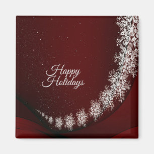 Imã Festa de Natal Crystal Snowflakes Red Rustic
