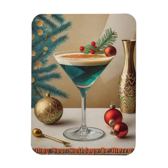 Ímã Festa de Natal de Cocktail da Metade do Século Hap (Vertical)
