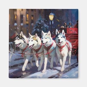 Imã Festa de Natal do Husky Siberiano
