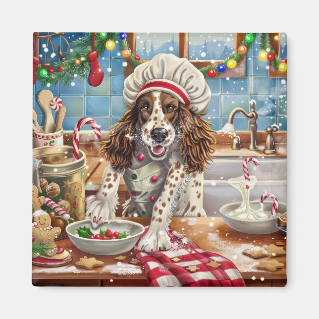 Imã Festa de Natal do Setter Inglês: Panificação Natal (Frente)
