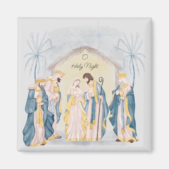 Imã Festa de natal dourada e azul (Frente)