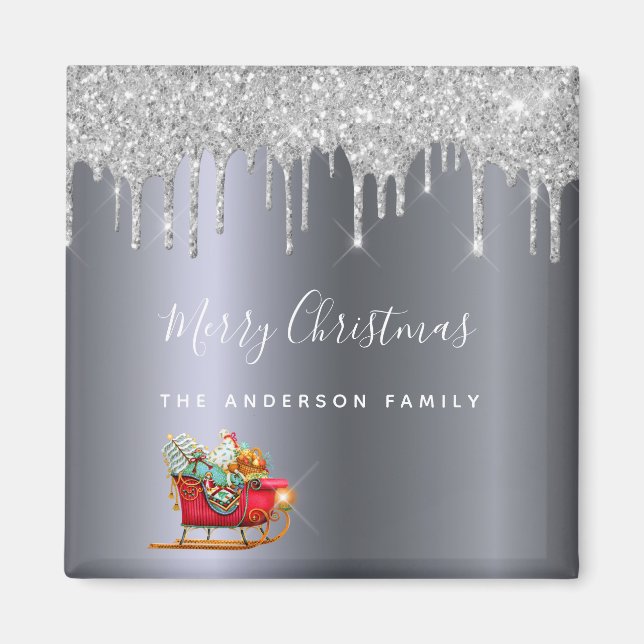 Imã Festa de Natal, trenó vermelho-trenó (Frente)