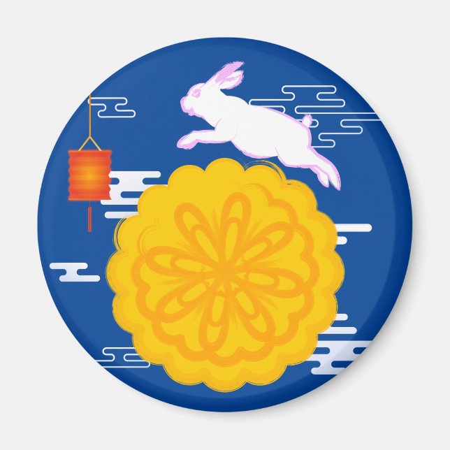 Imã Festa de outono de médio Coelho da Lua Saltando (Frente)