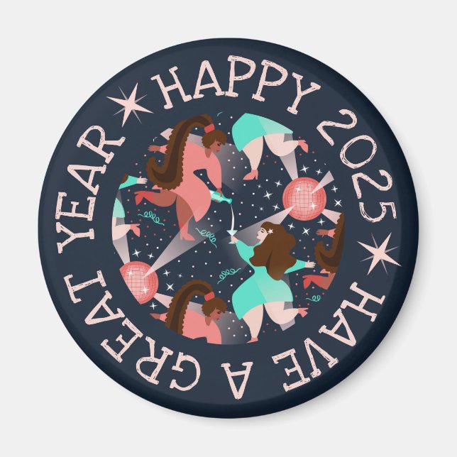 Imã Festa de vamos! Magnet de Ano Novo (Frente)