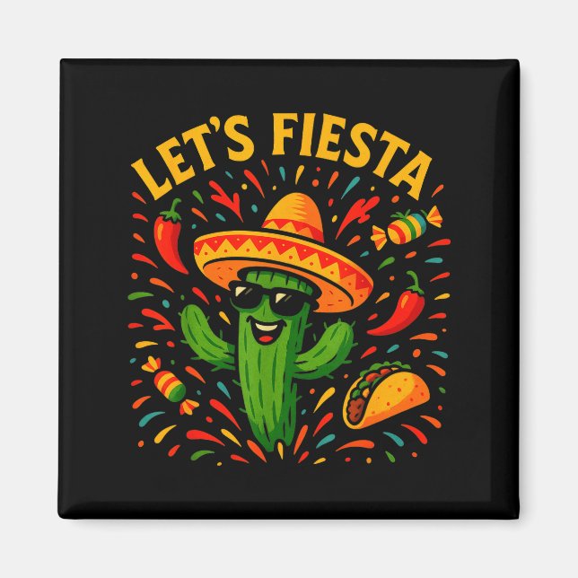 Imã Festa engraçada do cacto mexicano cinco de maio va (Frente)