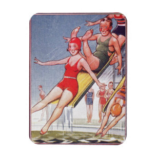 Ímã Festa piscina Vintage Natação Verão