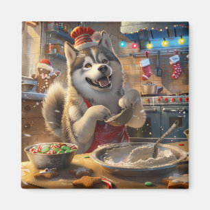 Imã Festas de Natal com Alaskan Malamute: Panificação