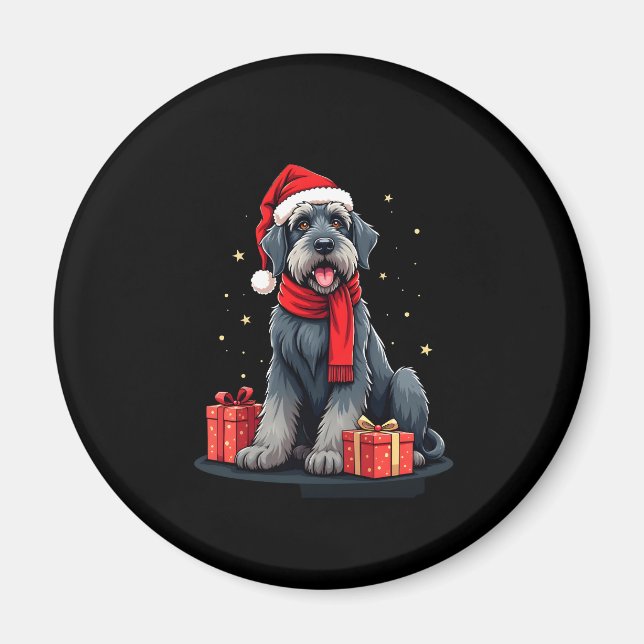Imã Festas de Natal de Cachorro Gigante Schnauzer Sant (Frente)