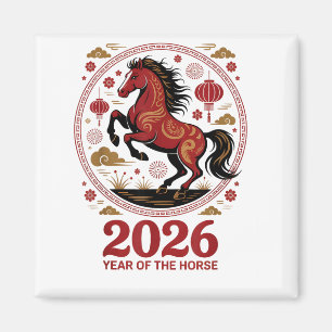 Imã Festivo 2026 Ano do Cavalo Fortuna Cowgirl Lunar R