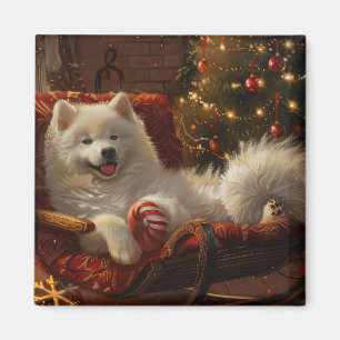 Imã Festivo de Natal de Cachorro Samovido