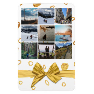 Ímã Festivo Dourado Presente Nove Imagem de Colagem Fo