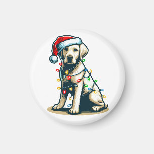 Imã Festivo Feriado Cão Labrador com Luz de Natal