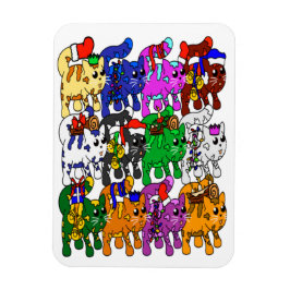 Ímã Festivo Jolly Meowy Christmas Cats Magnet