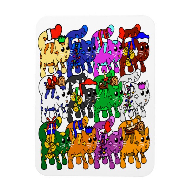 Ímã Festivo Jolly Meowy Christmas Cats Magnet (Vertical)