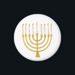 Imã Festivo Menorah Hanukkah velas Elegante minimo<br><div class="desc">Velas de folha de ouro falsa para a comemoração de Chanucá. A ilustração menorah Whimsical com estrelas brancas cobria velas celestiais em um falso suporte de velas menorah dourada. Menorah elegante e mesquita Hanukkah ilustrava presentes de design e produtos de papel.</div>