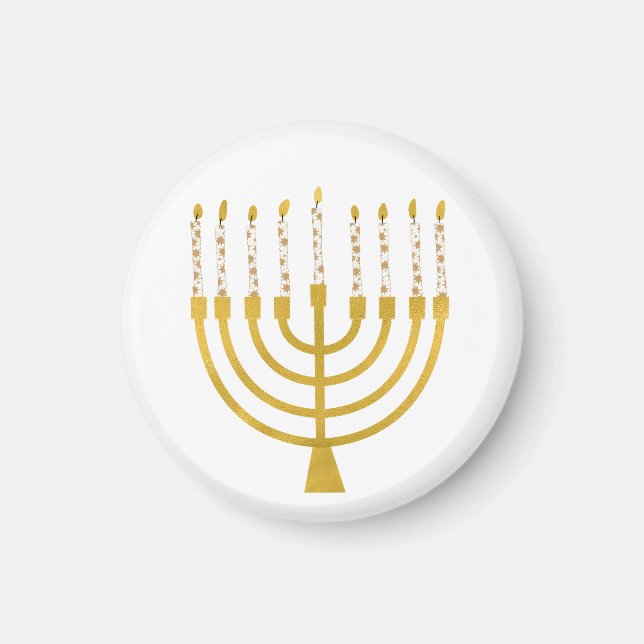 Imã Festivo Menorah Hanukkah velas Elegante minimo (Frente)