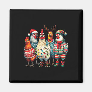 Imã Festivo Natal Galinhas Que Luzes Fazenda Animal