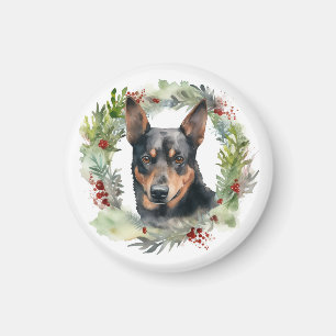 Imã Festivo Pup de Festiva de Wreath de Natal em Kelpi