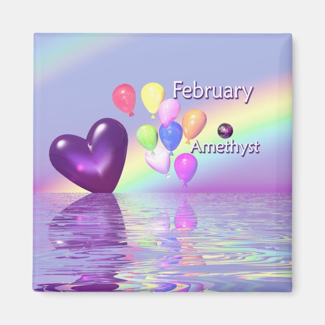 Imã Fevereiro Ametist Heart (Frente)