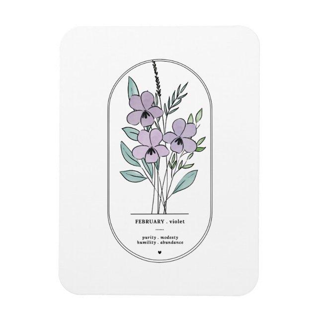 Ímã Fevereiro Violet Birth Flower (Vertical)