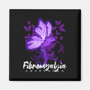 Imã Fibromialgia Consciência Hummingbird Segurando Rox