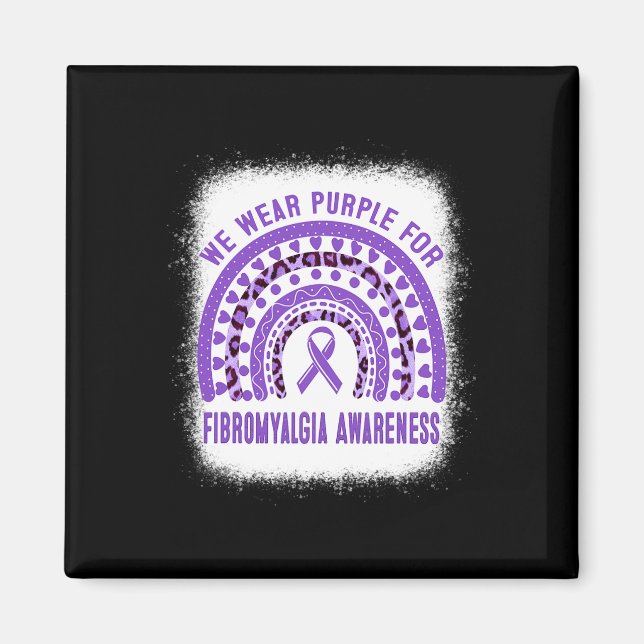 Imã Fibromialgia Consciência Roxo Fita Arco-íris (Frente)