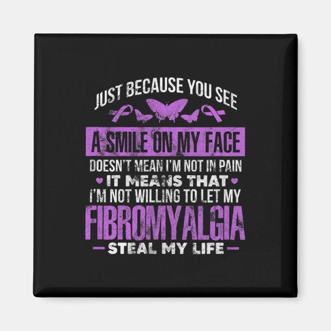 Imã Fibromialgia Fibro Guerreiro Roxo Borboleta (Frente)
