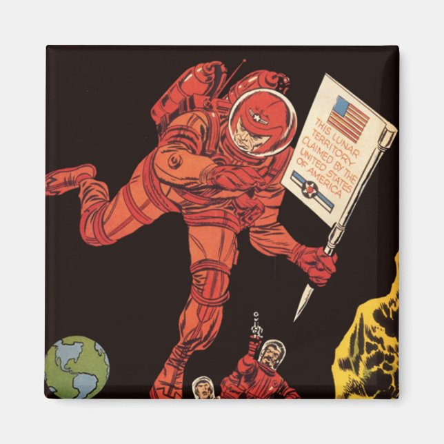 Imã Ficção Científica Antiga, Astronauta Pouso na Lua (Frente)