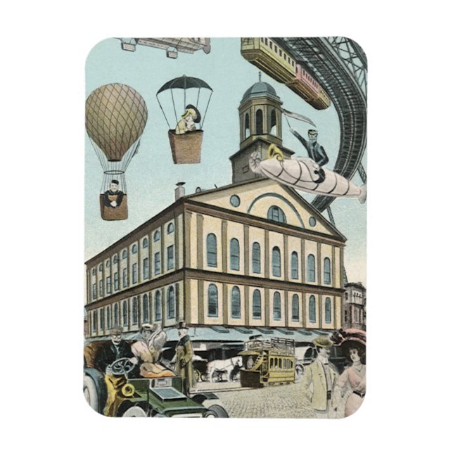 Ímã Ficção científica retrô, cidade steampunk vitorian (Vertical)