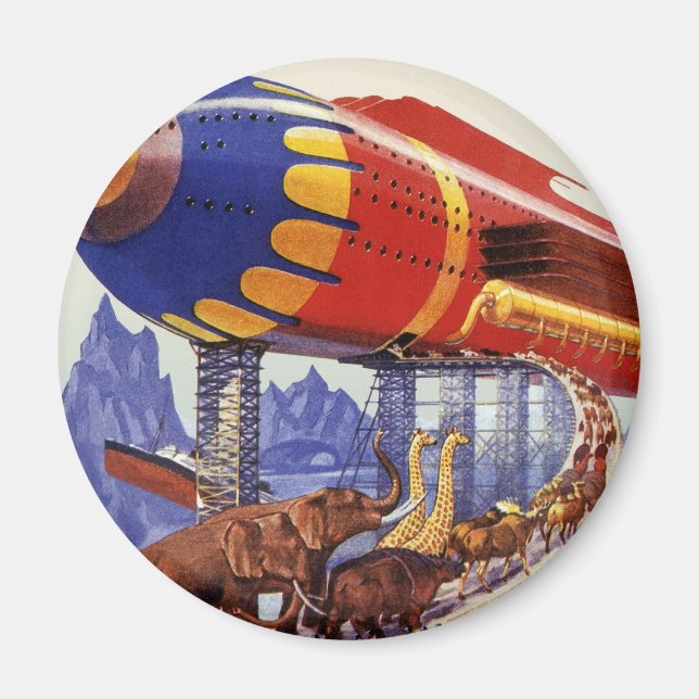 Imã Ficção científica vintage, animais selvagens da Ar (Frente)