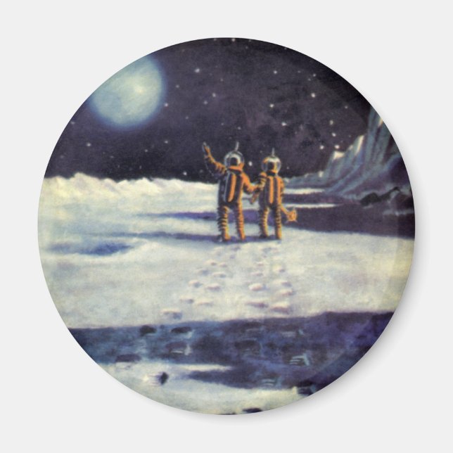 Imã Ficção Científica Vintage Astronauta Alienígenas n (Frente)