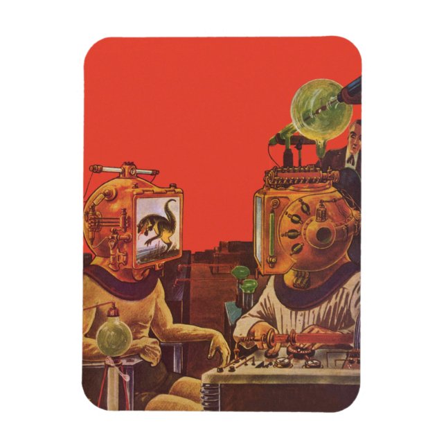 Ímã Ficção Científica Vintage, Capacetes Alien Steam P (Vertical)