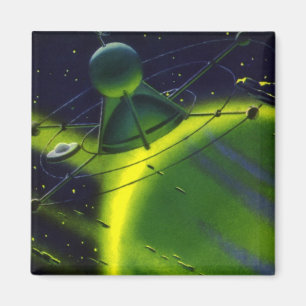 Imã Ficção científica vintage Planeta Verde w Espaçona