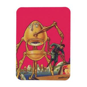 Ímã Ficção Científica Vintage Robô Alien Captura Homem