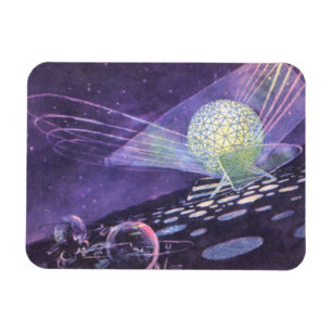 Ímã Ficção científica vintage, um orbe brilhante com a