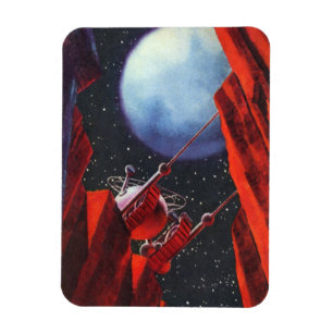 Ímã Ficção científica vintage, veículo espacial lunar