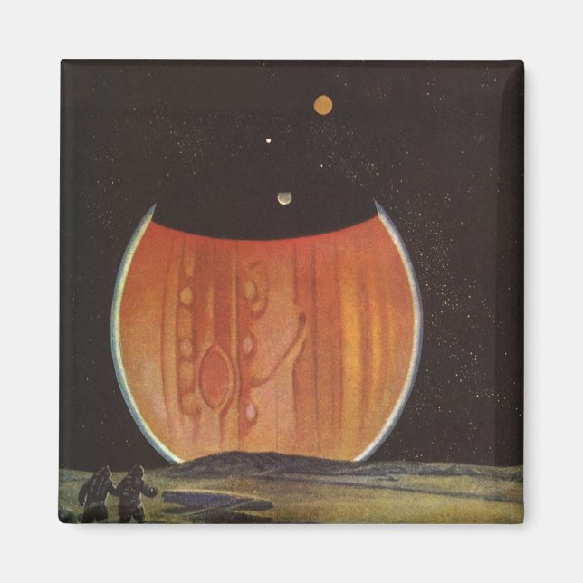 Imã Ficha científica em Vintage, astronautas em Ganyme (Frente)